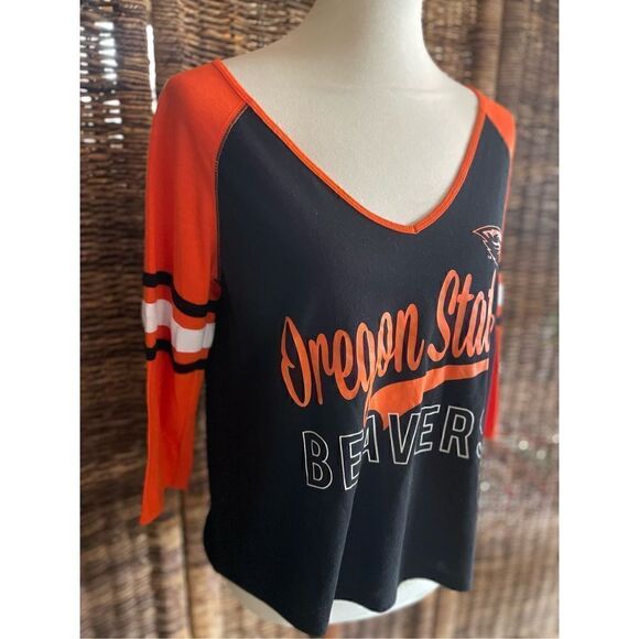 Colosseum Oregon State Beavers Black/Orange Women’s V-Neck Top Size Medium-NWOT - Picture 7 of 10